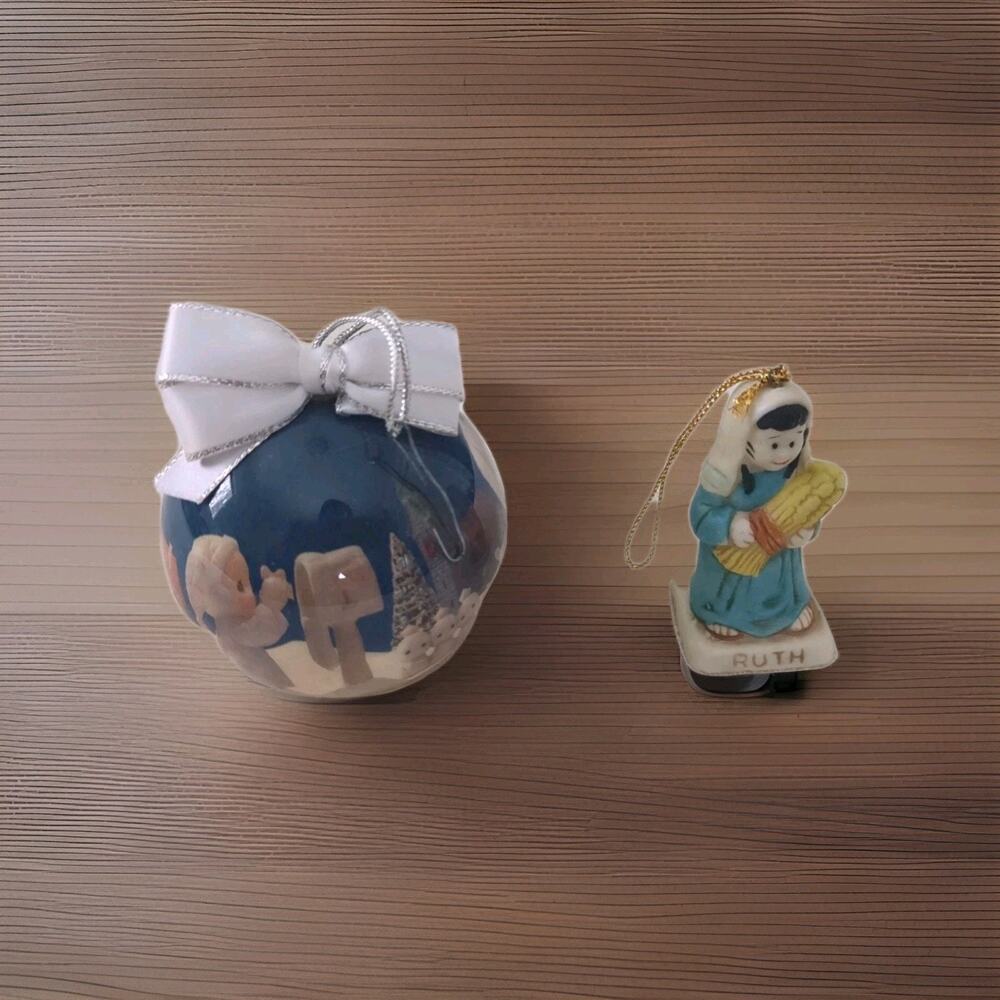 House of Lloyd Bible Story Ruth & Precious Moments Christmas Ball Tree Ornaments